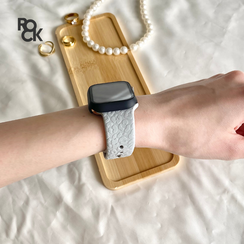 Rubber Leopard carved Apple Watch Strap