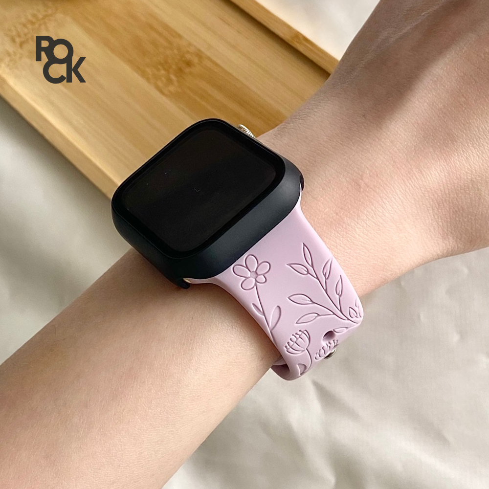Rubber Flowers Carved Apple Watch Strap