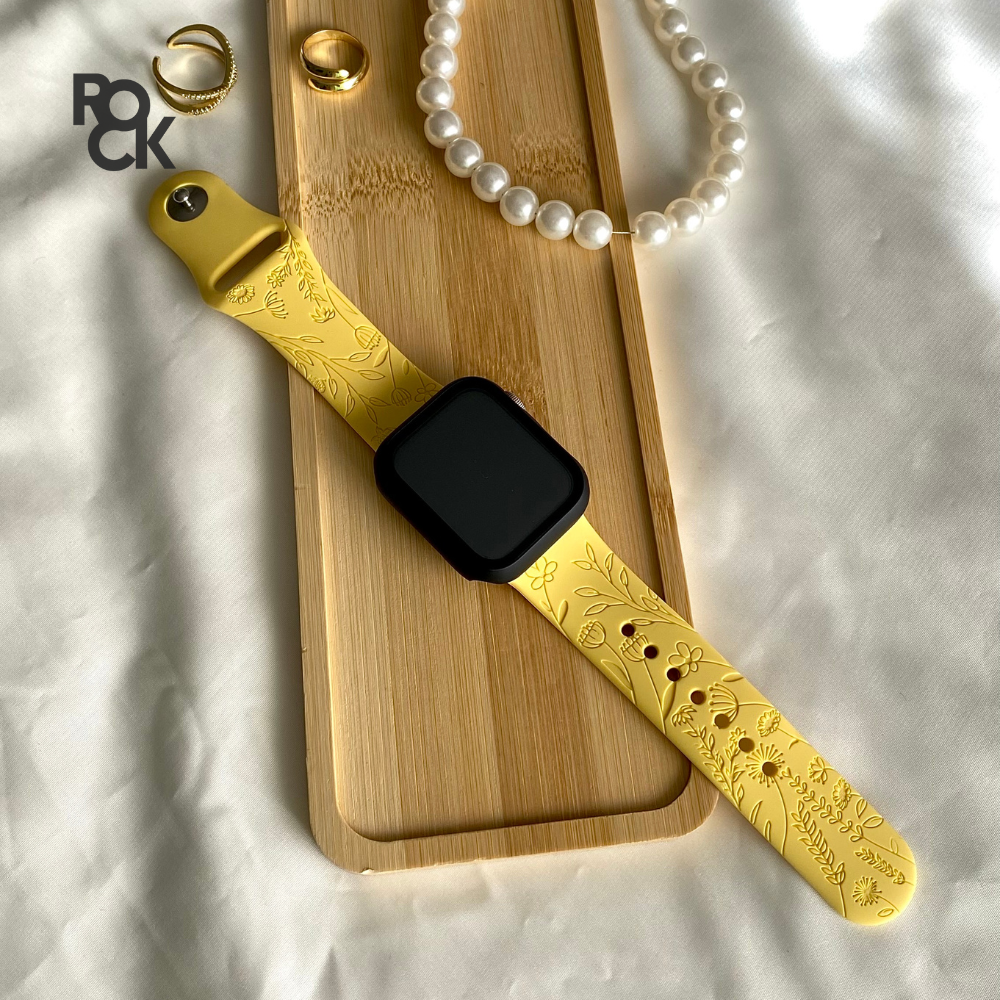 Rubber Flowers Carved Apple Watch Strap