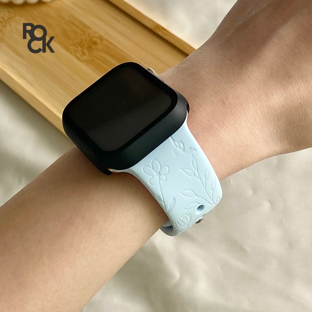 Rubber Flowers Carved Apple Watch Strap