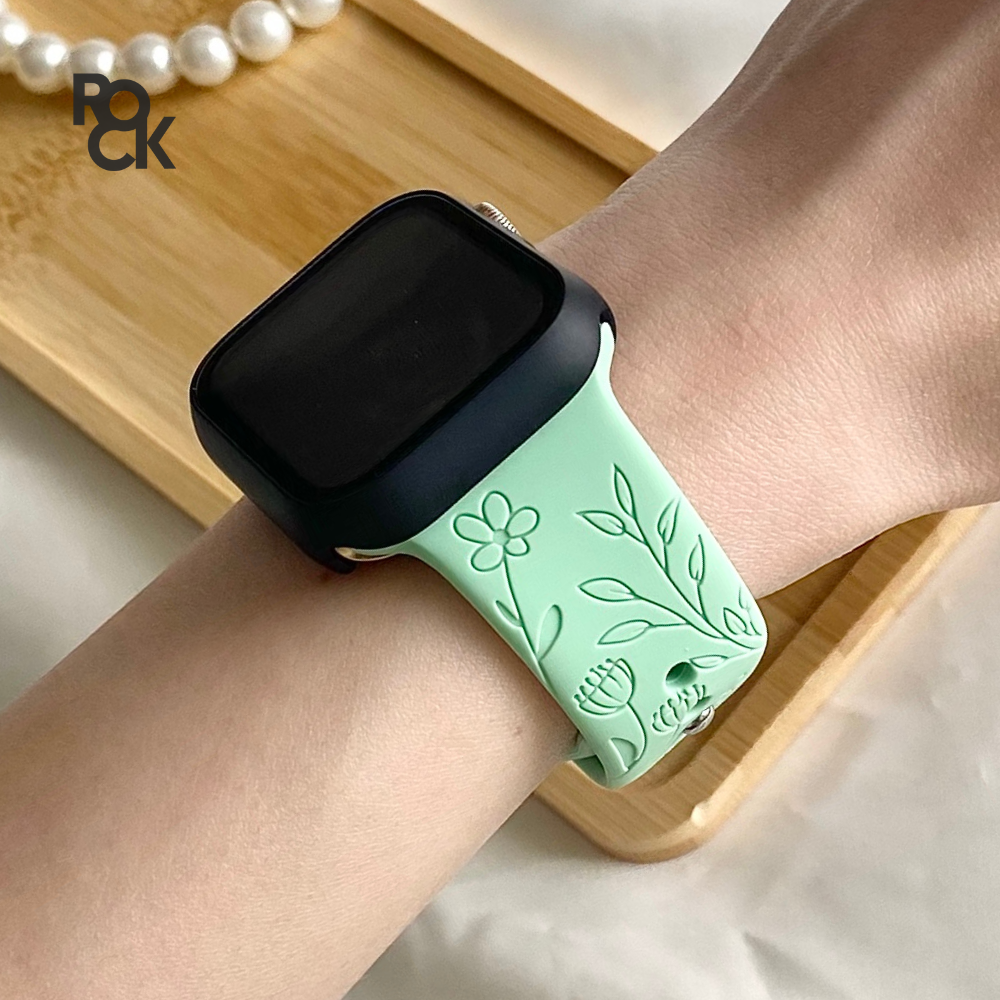 Rubber Flowers Carved Apple Watch Strap
