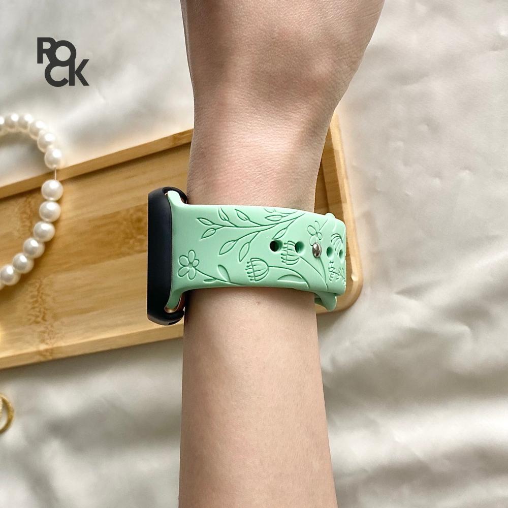Rubber Flowers Carved Apple Watch Strap