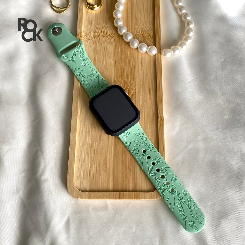 Rubber Flowers Carved Apple Watch Strap