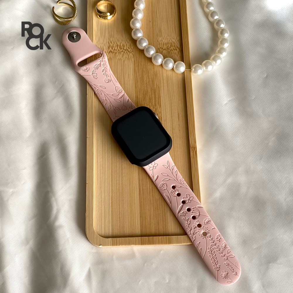 Rubber Flowers Carved Apple Watch Strap