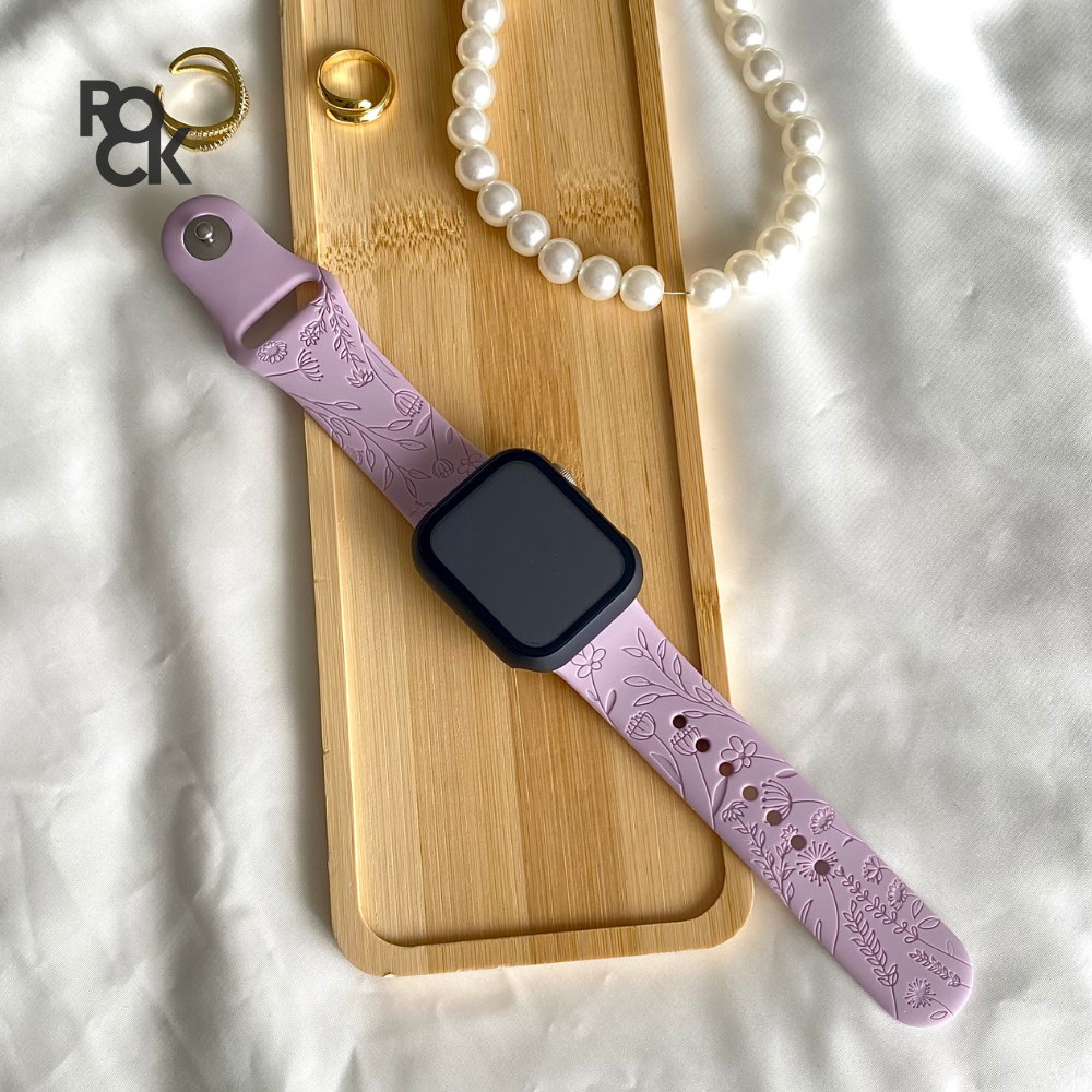 Rubber Flowers Carved Apple Watch Strap
